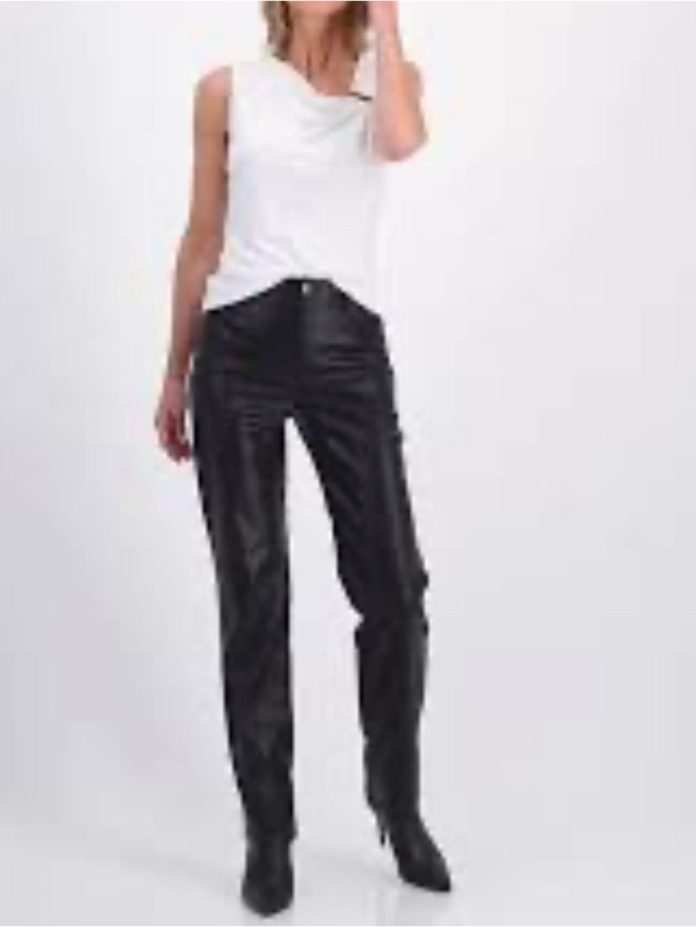 INC International Concepts Faux Leather Straight-Leg Pants - Black